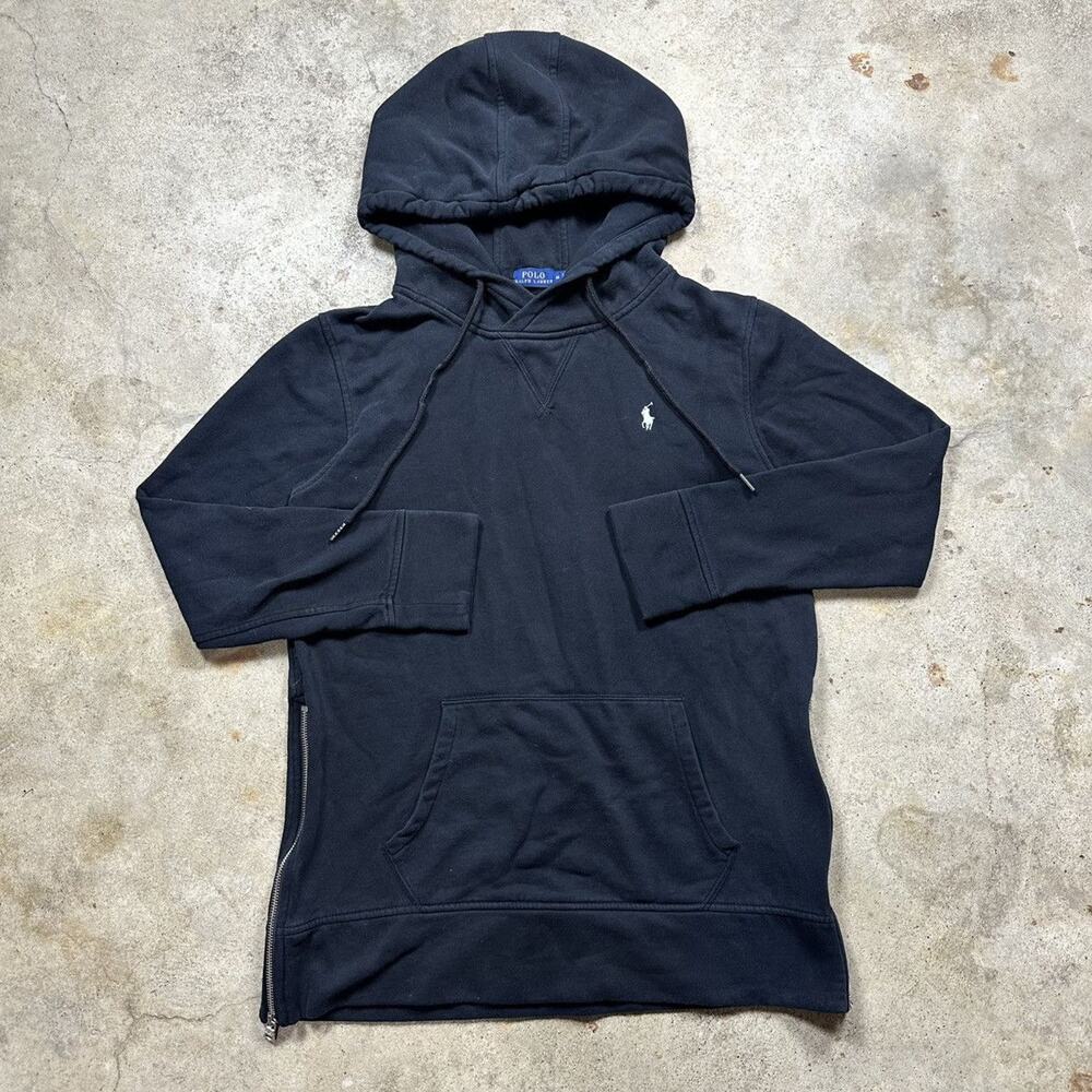 Black Polo Ralph Lauren Hoodie With Side Zippers Size M